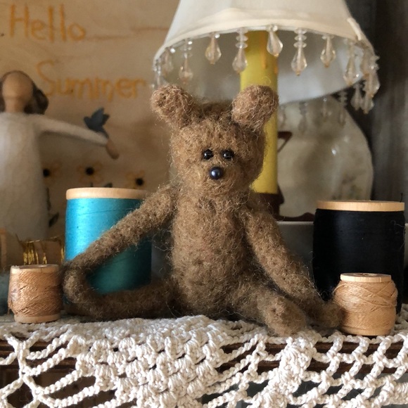 COPY - Handmade Needle Felted Teddy Bear with removable Santa hat - Picture 9 of 9